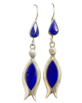 Trendy Earring of Lapis Lazuli Stone with silver Metal