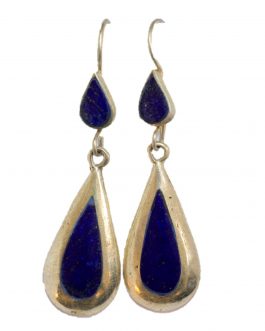 Teardrop earring of Lapis Lazuli Stone With Silver Metal