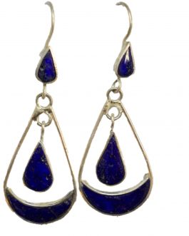 Lapis Lazuli Teardrop earring with Silver Metal