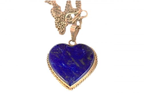 Heart Shaped pendent of Lapis Lazuli Stone with Silver metal