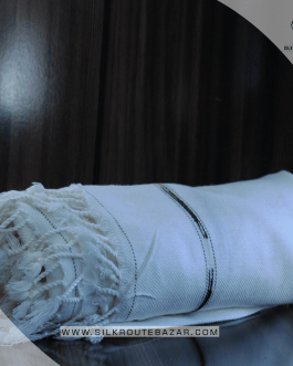 Chitrali Shawl in White Color, Woolen Warm and Soft Shawl