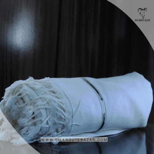 Chitrali Woolen Shawl in White Color