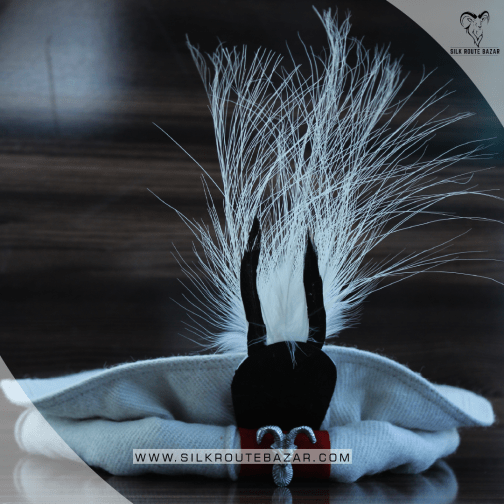 White Chitrali Cap with Markhor Plate