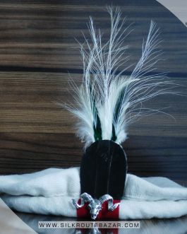 Premium White Gilgiti cap with Ruesh, Gilgiti Ruesh ( Marco Polo Sheep) Cap