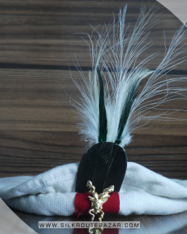 Premium White Gilgiti cap with Markhor, Gilgiti Markhor Cap