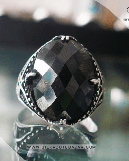 Black Tourmaline Gemstone Ring for Men