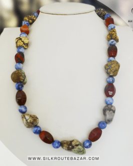 Firoza Lapis Lazuli and Yemeni Aqeeq Necklace for women