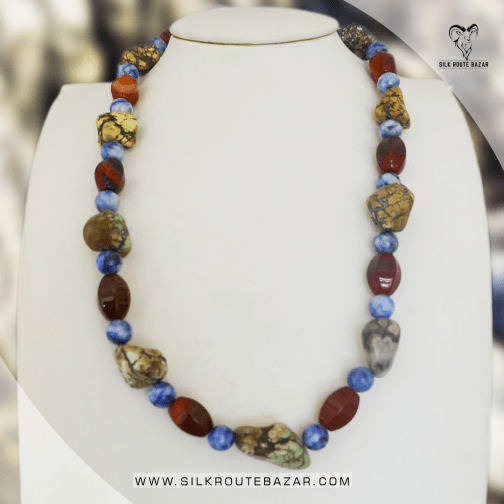 Firoza, Lapis Lazuli and Yemeni Aqeeq Necklace for women