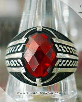 Red Zircon gemstone Ring with Sliver Frame
