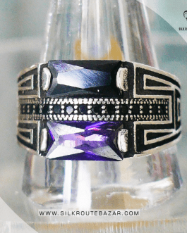 Zircon Gemstone Ring for Men, Sliver Ring