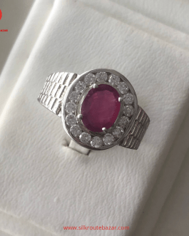 Natural Ruby and Zircon Gemstone – Pure Sliver Ring for Women