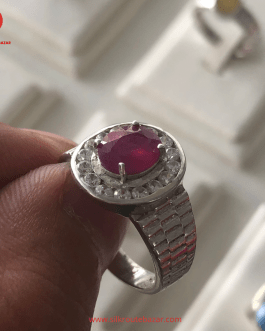 Natural Ruby and Zircon Gemstone – Pure Sliver Ring for Women