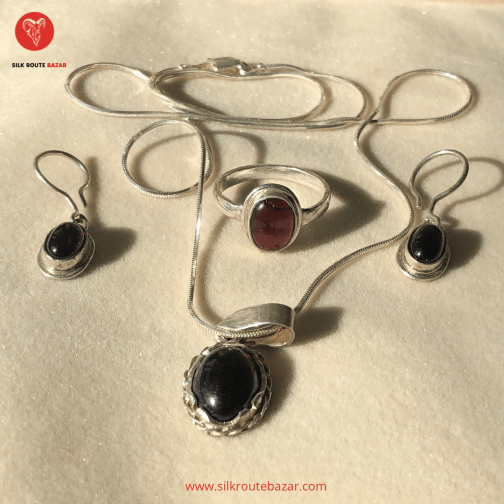 Garnet Stone Jewelry Set