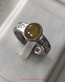 Real Yellow Sapphire Ring, Kabuli Sapphire with 925 silver ring