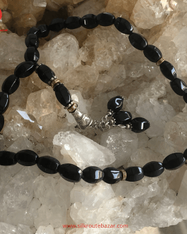 Natural Black Aqeeq Stone Tasbih – 33 Beads