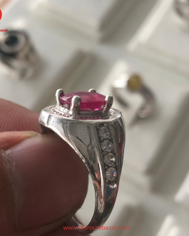 Natural Ruby and Zircon Ring,for women