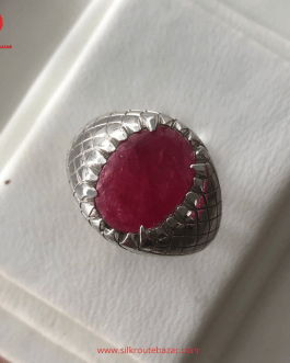Real Ruby Stone Ring, 925 Silver frame