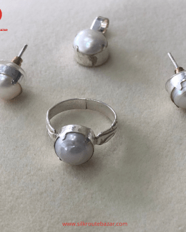 Pearl Jewelry Set with 925 Silver Frame, Pearl Ring, earing and Pendent