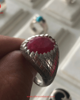 Real Ruby Stone Ring, 925 Silver frame