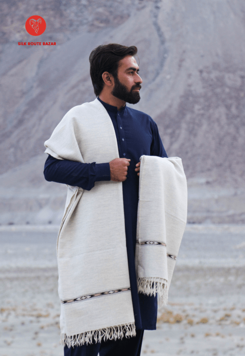 White woolen Shawl for men