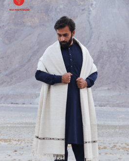 Hunza Woolen Shawl in White Color